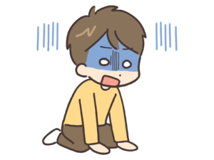 膝をついて愕然とする男性