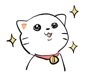 キラキラ顔の白猫
