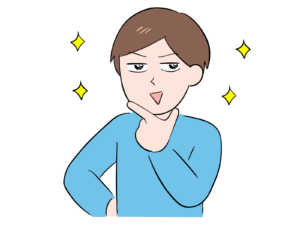 顎に指を当ててキラキラのドヤ顔を決める男性