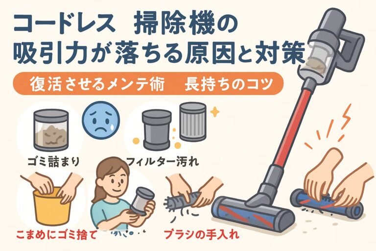 コードレス掃除機の吸引力が落ちる原因と対策｜復活させるメンテ術と長持ちのコツ
