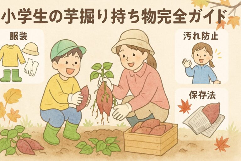 小学生の芋掘り持ち物完全ガイド｜服装・汚れ防止・保存法まで親子で楽しむ秋体験
