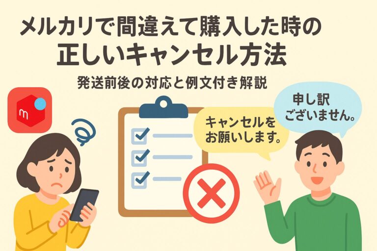 メルカリで間違えて購入した時の正しいキャンセル方法｜発送前後の対応と例文付き解説