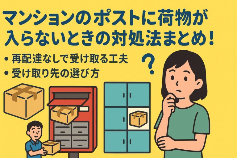 マンションのポストに荷物が入らないときの対処法まとめ！再配達なしで受け取る工夫と受け取り先の選び方