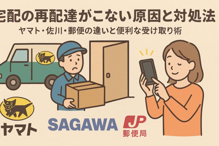 宅配の再配達がこない原因と対処法｜ヤマト・佐川・郵便の違いと便利な受け取り術