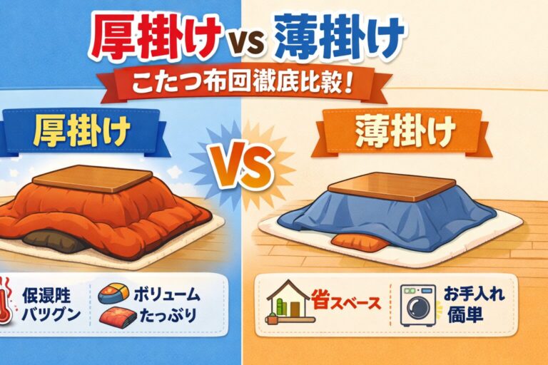 厚掛け vs 薄掛け｜こたつ布団の違いを徹底比較！後悔しない選び方と生活別おすすめタイプ