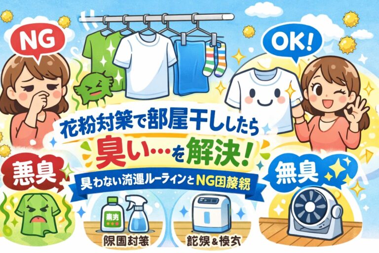 花粉対策で部屋干ししたら臭い…を解決！臭わない洗濯ルーティンとNG回避術を徹底解説