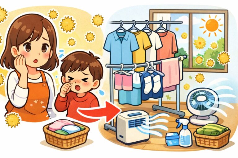 花粉で洗濯物が干せない日はどうする？今日すぐできる対処法