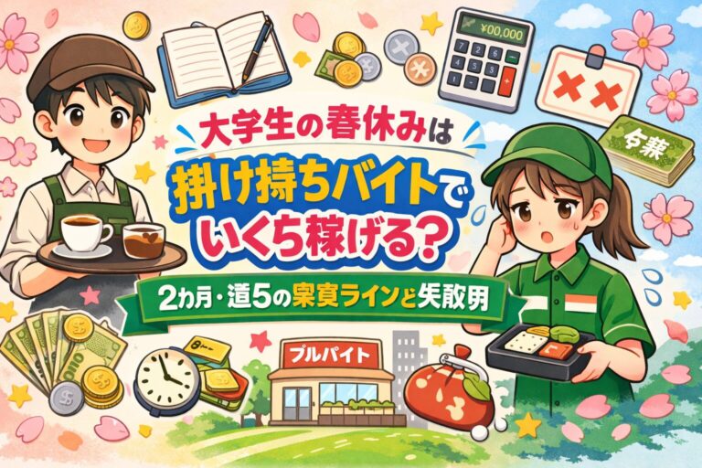 大学生の春休みは掛け持ちバイトでいくら稼げる？2か月・週5の現実ラインと失敗例