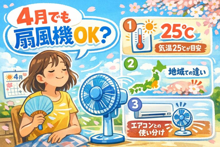 扇風機を4月に出すのは早すぎる？気温の目安25℃・地域差・エアコンとの上手な使い分けを解説