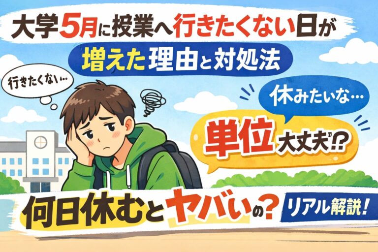 大学5月に授業へ行きたくない日が増えた理由と対処法｜何日休むと単位は危ない？リアル解説