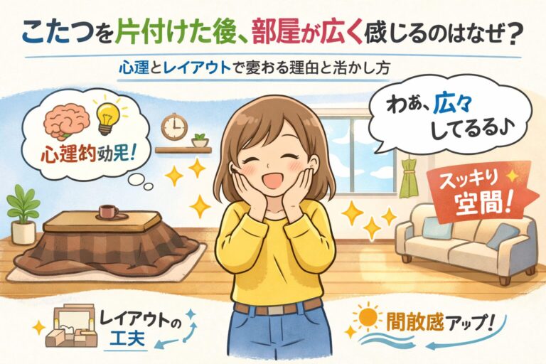 こたつを片付けた後、部屋が広く感じるのはなぜ？心理とレイアウトで変わる理由と活かし方