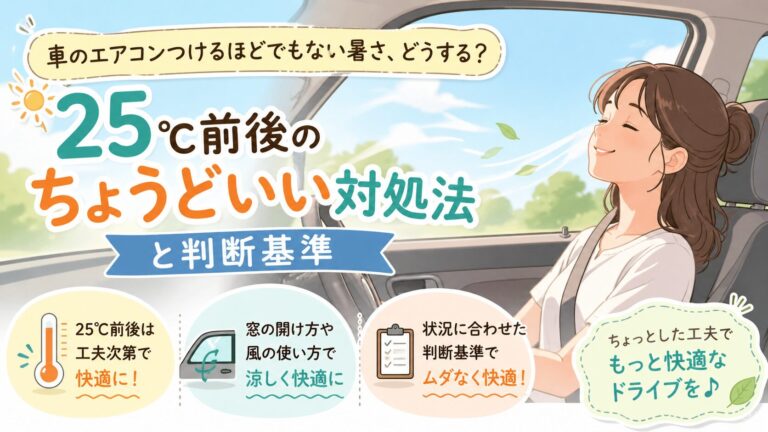 車のエアコンつけるほどでもない暑さ、どうする？25℃前後のちょうどいい対処法と判断基準