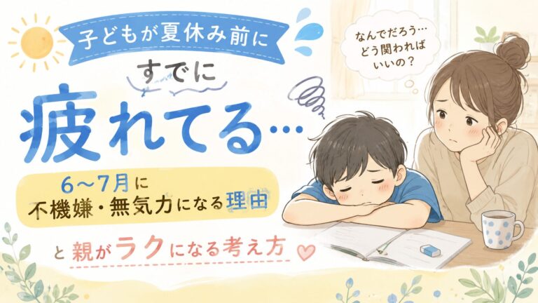 子どもが夏休み前にすでに疲れてる…6〜7月に不機嫌・無気力になる理由と親がラクになる考え方