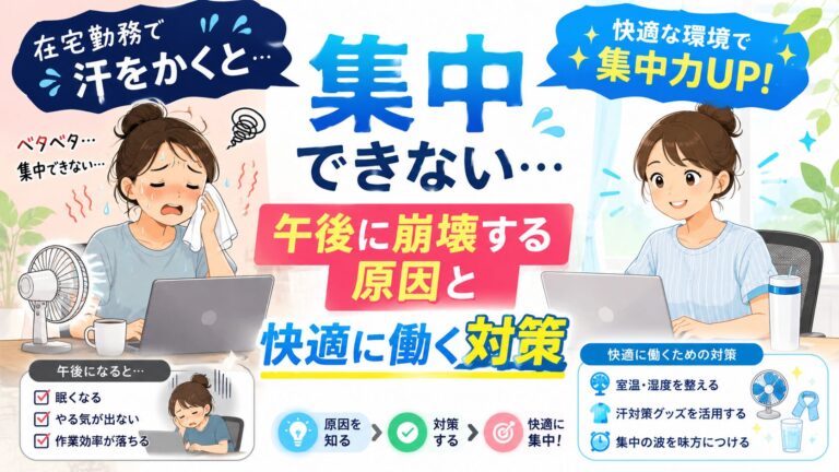 在宅勤務で汗をかくと集中できない…午後に崩壊する原因と快適に働く対策