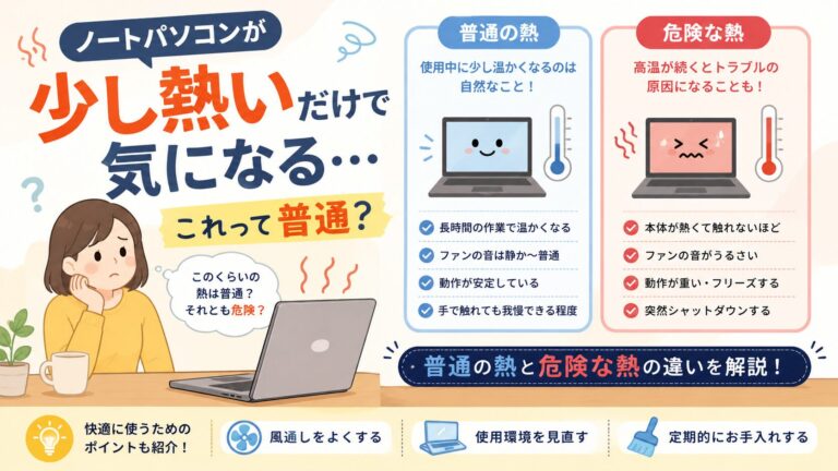 ノートパソコンが少し熱いだけで気になる…これって普通？危険な熱との違いを解説