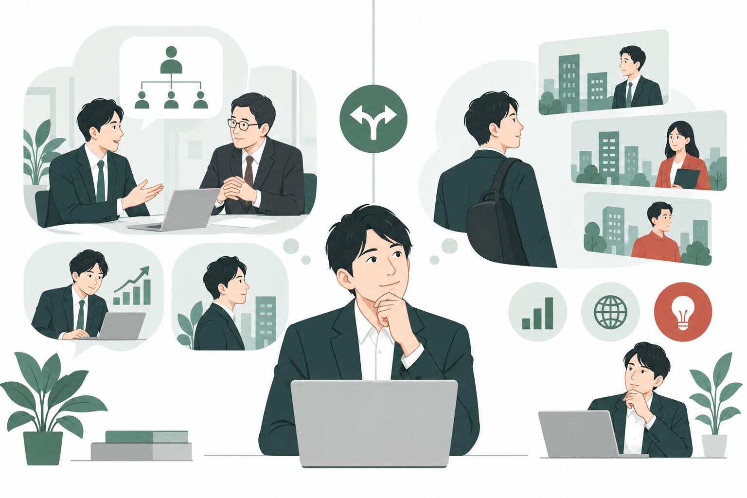 今の会社に残る選択と転職する選択を比較するイメージ